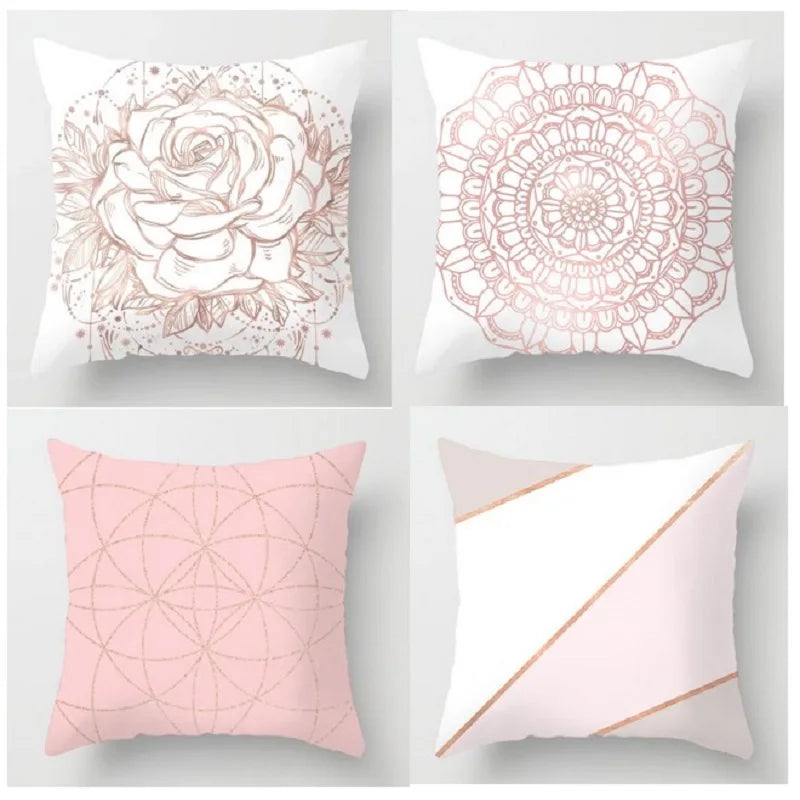 4pcs Modern Pink Pillow Case Polyester Soft Cover