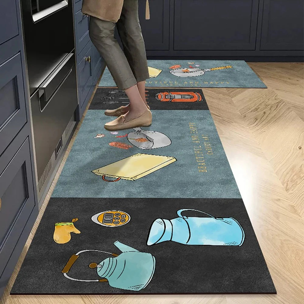 Non-slip Kitchen Mat Long Rugs Crystal Velvet Carpet