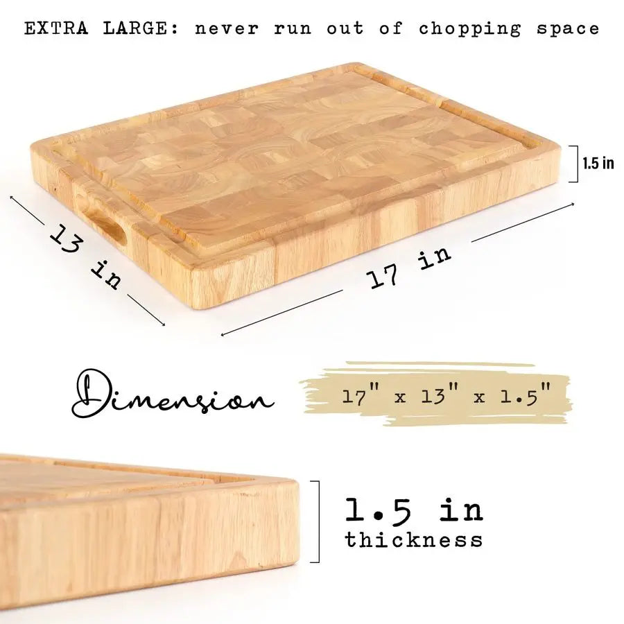 Butcher Block End Grain Cutting Board 17x13x1.5in