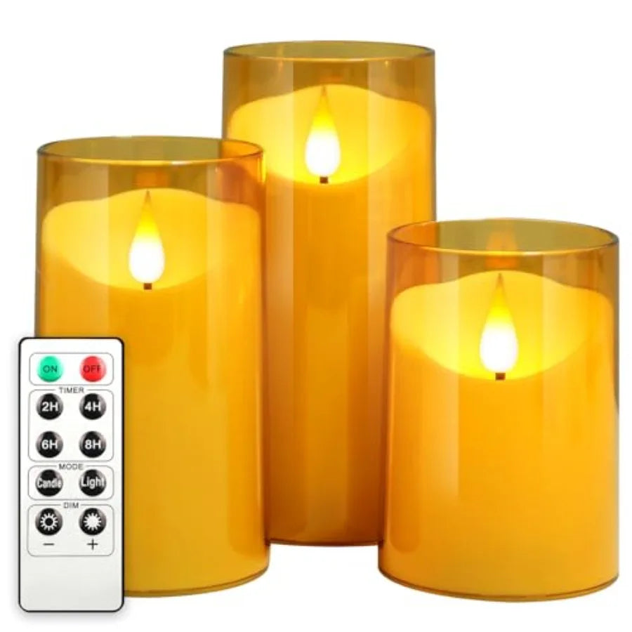Flameless Candles with Remote Timer: 3D Wick Battery Operated Led