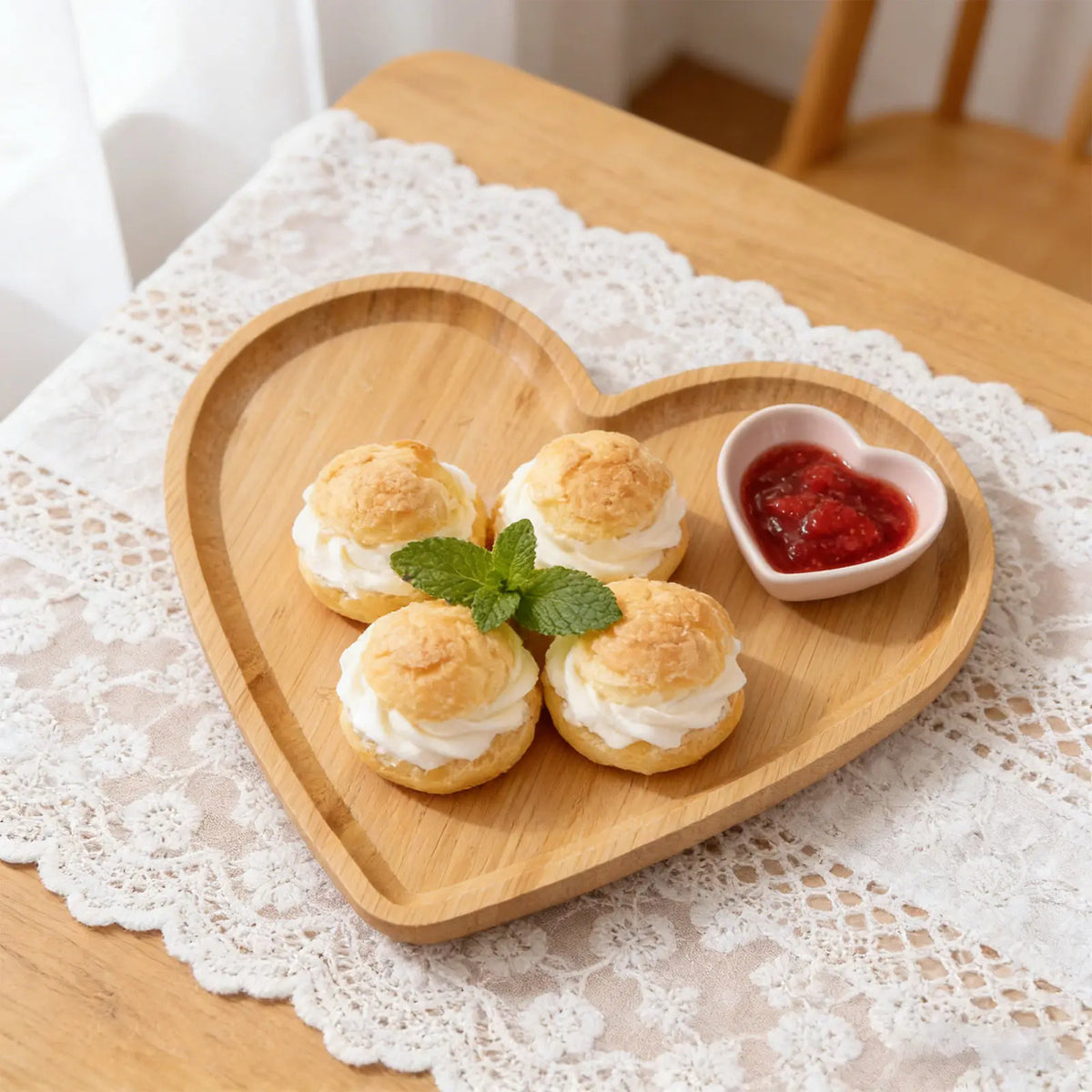 Wooden Heart-shaped Food Plates Snack Tray,  Charcuterie
