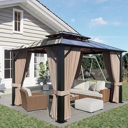 10’x12’ Hardtop Gazebo, Double Roof Patio  Aluminum Frame