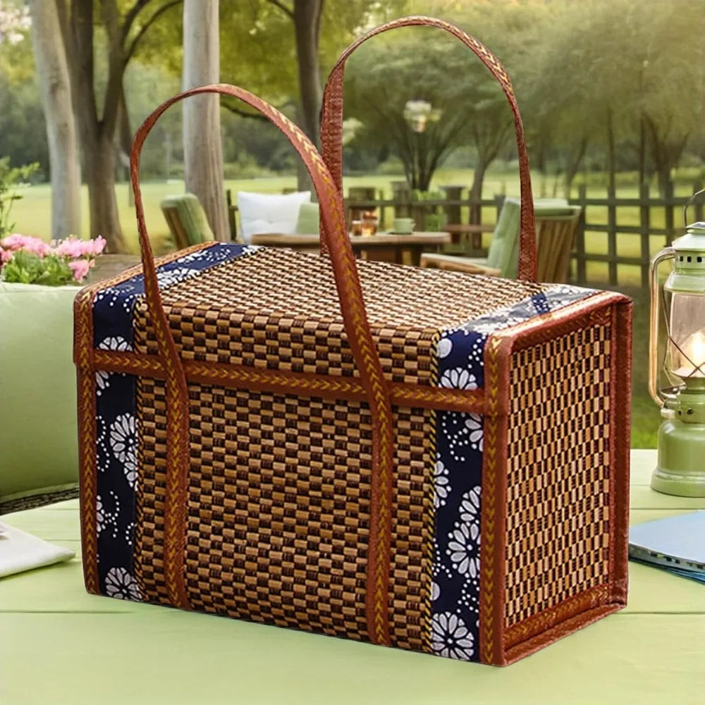 Folding Picnic Basket with Double Handles