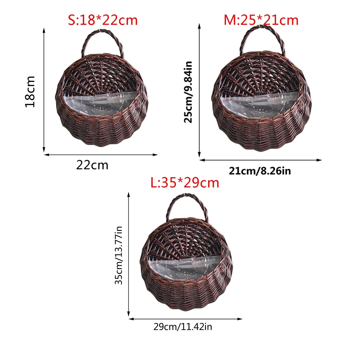 Flower Planter Wall Hanging Wicker Rattam Basket Garden Vine Pot Plants Holder Handmade Woven Hanging Basket Pot De Fleur DéCo