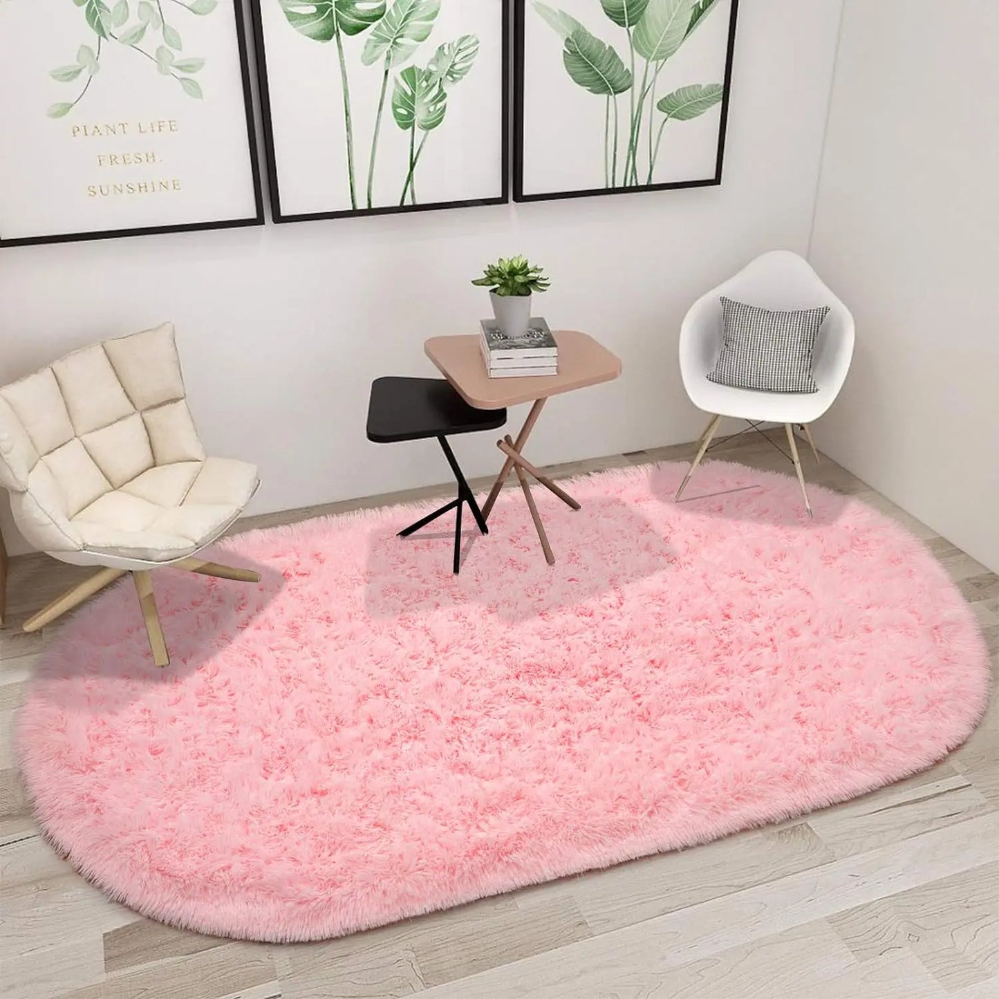 Oval Fluffy Ultra Soft Area Rugs Plush Shaggy, 2.6 x 5.3ft