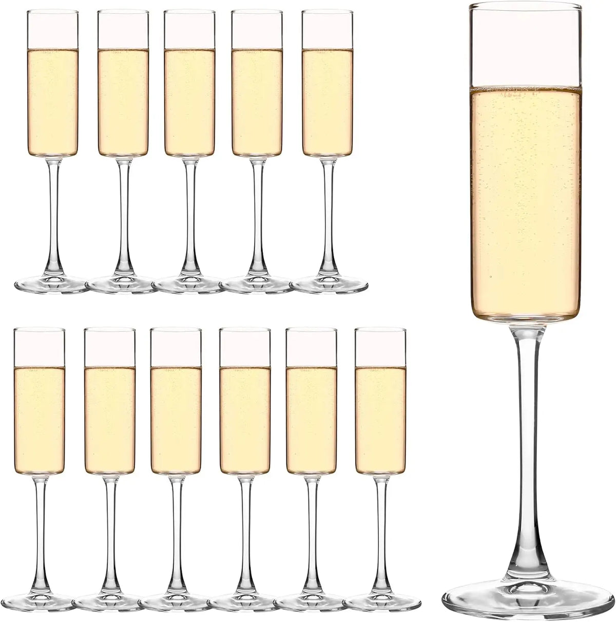 Crystal Champagne Flutes Set of 12 - 185ml/6.5oz Hand Blown