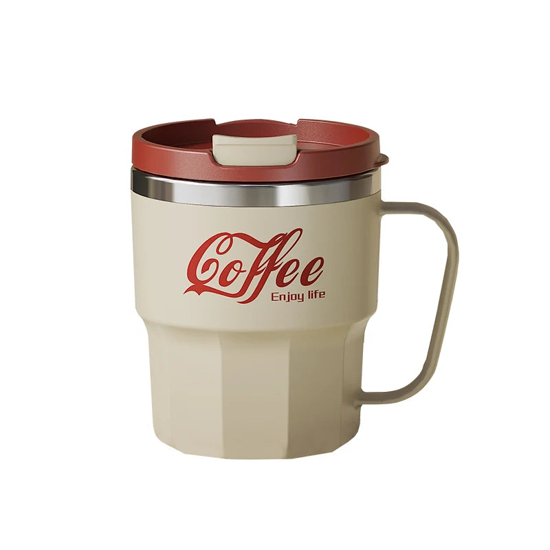 400ml Double Wall Insulated Coffee Mug Stainless Steel With Lid