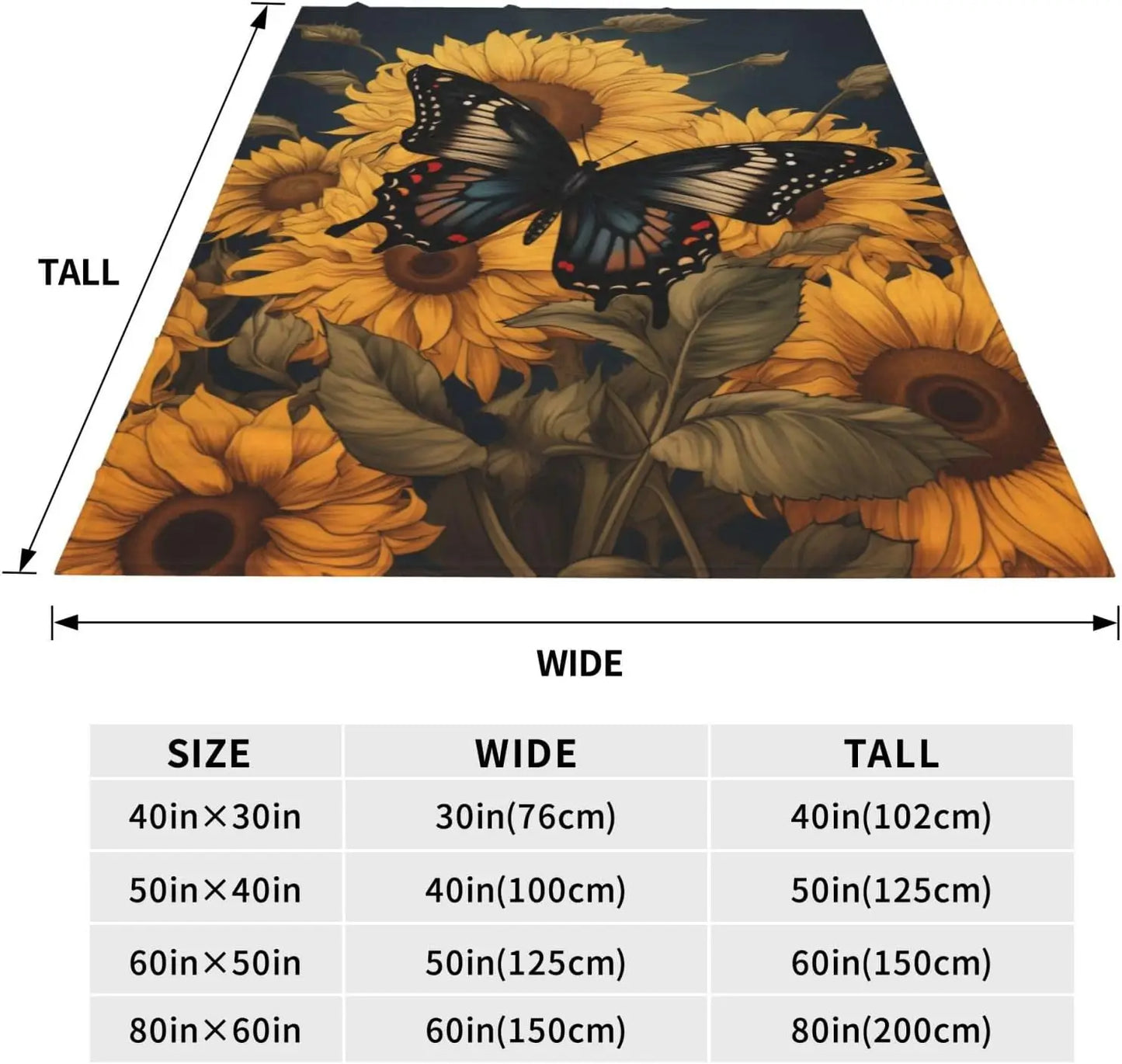 Sunflower Butterfly Blanket  Flannel Throw Blankets