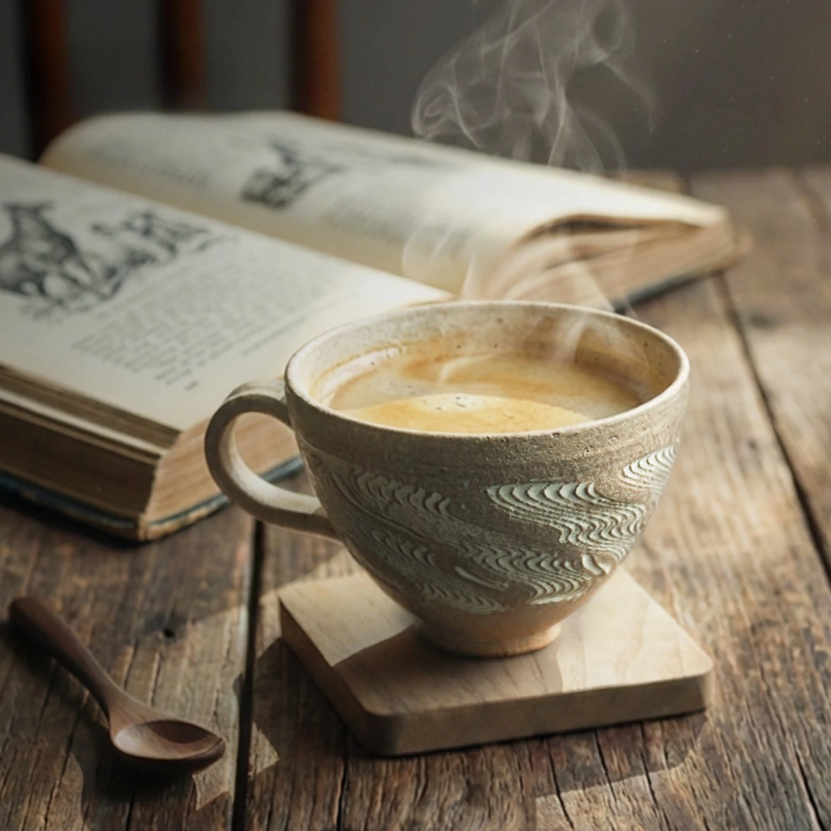 Wabi Sabi Stoneware Coffee Mug with Handle