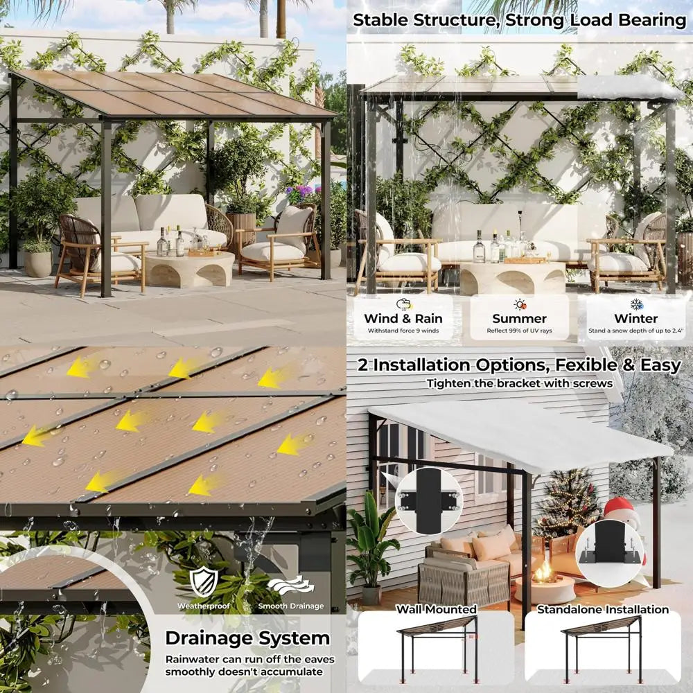 Large Patio Gazebo with Metal Frame and Hard Top,