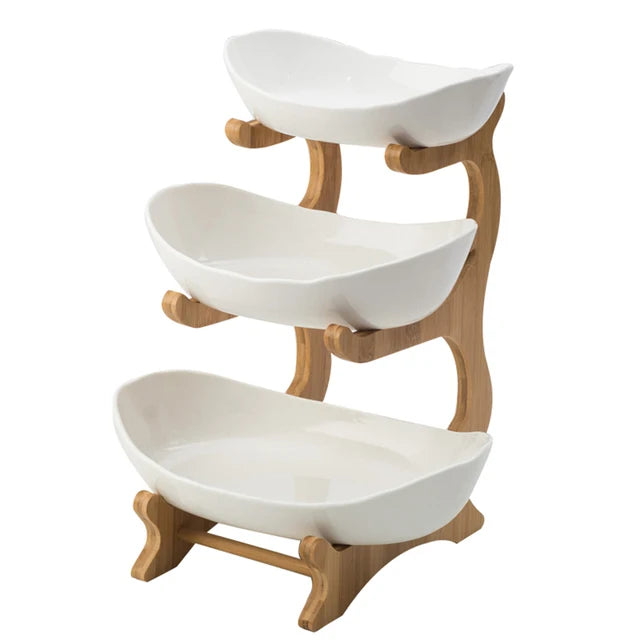 Stand Salad Bowl  Three-layer Plastic Fruit