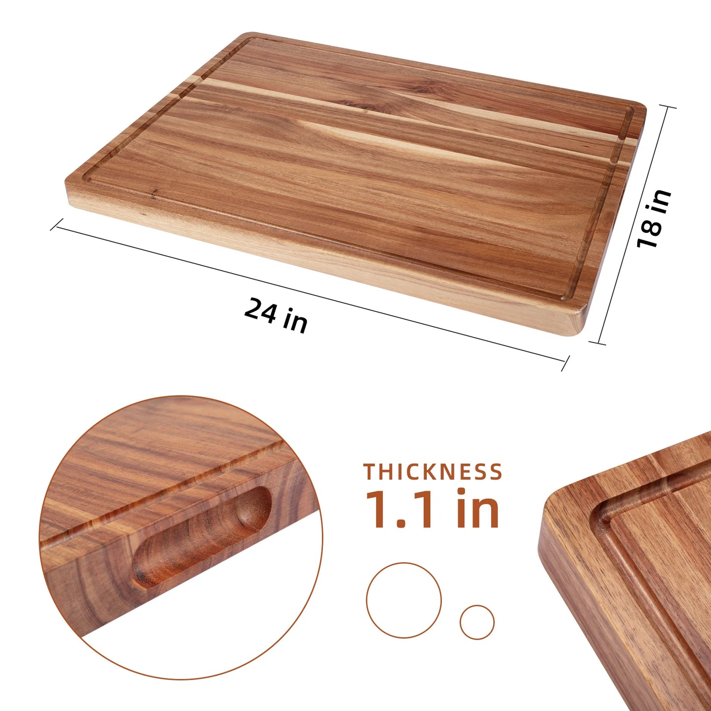 Extra Large Acacia Wood Cutting Board Thick Butcher Block