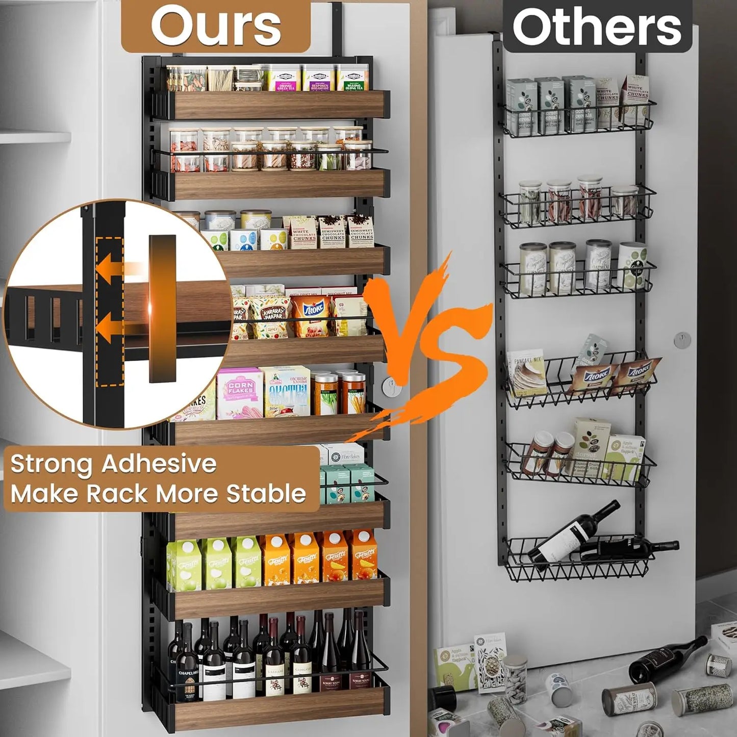 8 Tier Over The Door Pantry Organizer, 2 IN 1 Wall Mount