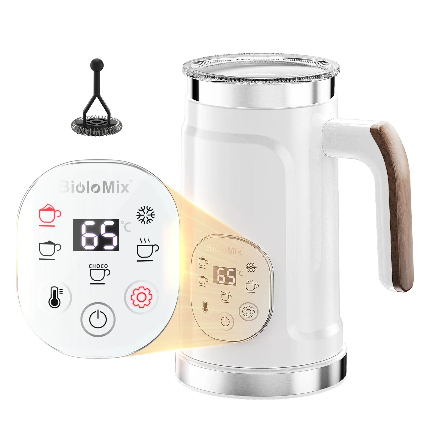 BioloMix 5-in-1 Milk Frother with Upgraded LED Display Touch Screen