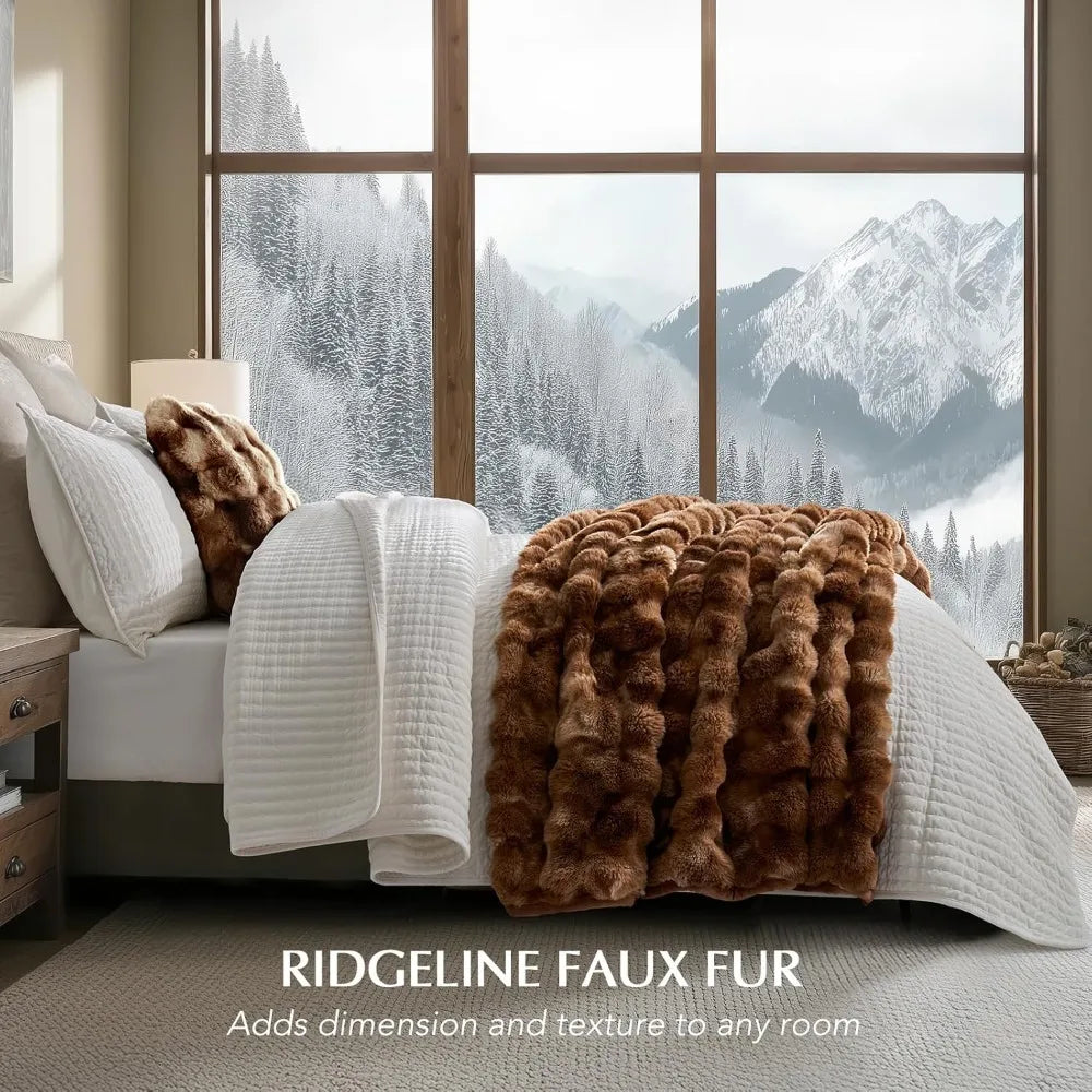 Ultra Soft Luxury Fluffy Faux Rabbit Fur Throw Blanket, Thick Warm