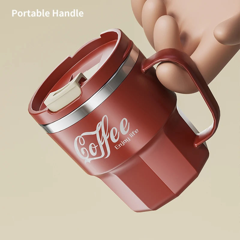 400ml Double Wall Insulated Coffee Mug Stainless Steel With Lid