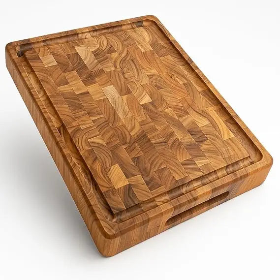 Teak Wood Cutting Board - Butcher Block with Deep Juice Groove