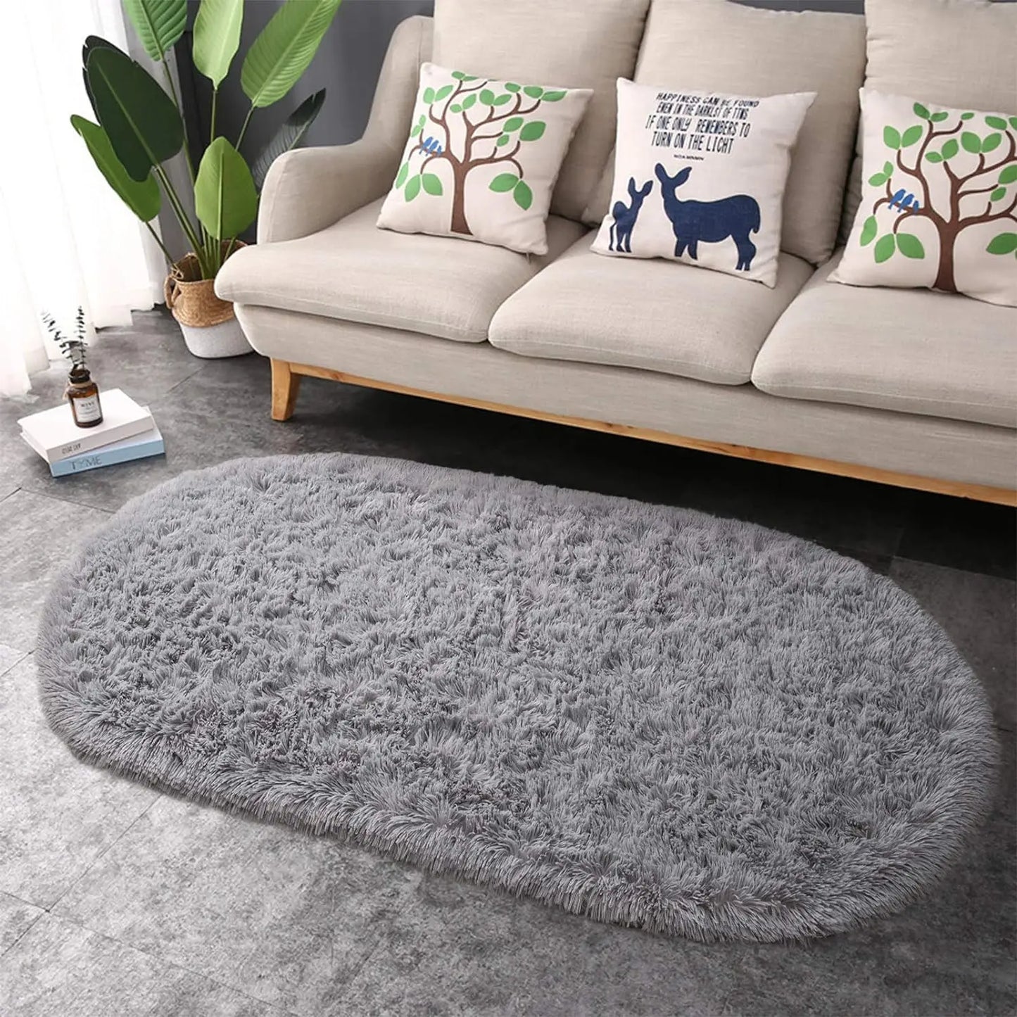 Oval Fluffy Ultra Soft Area Rugs Plush Shaggy, 2.6 x 5.3ft