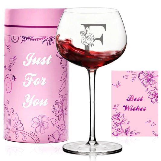 Personalized Wine Glasses Gifts  Customized A-Z Initial Wine Gift