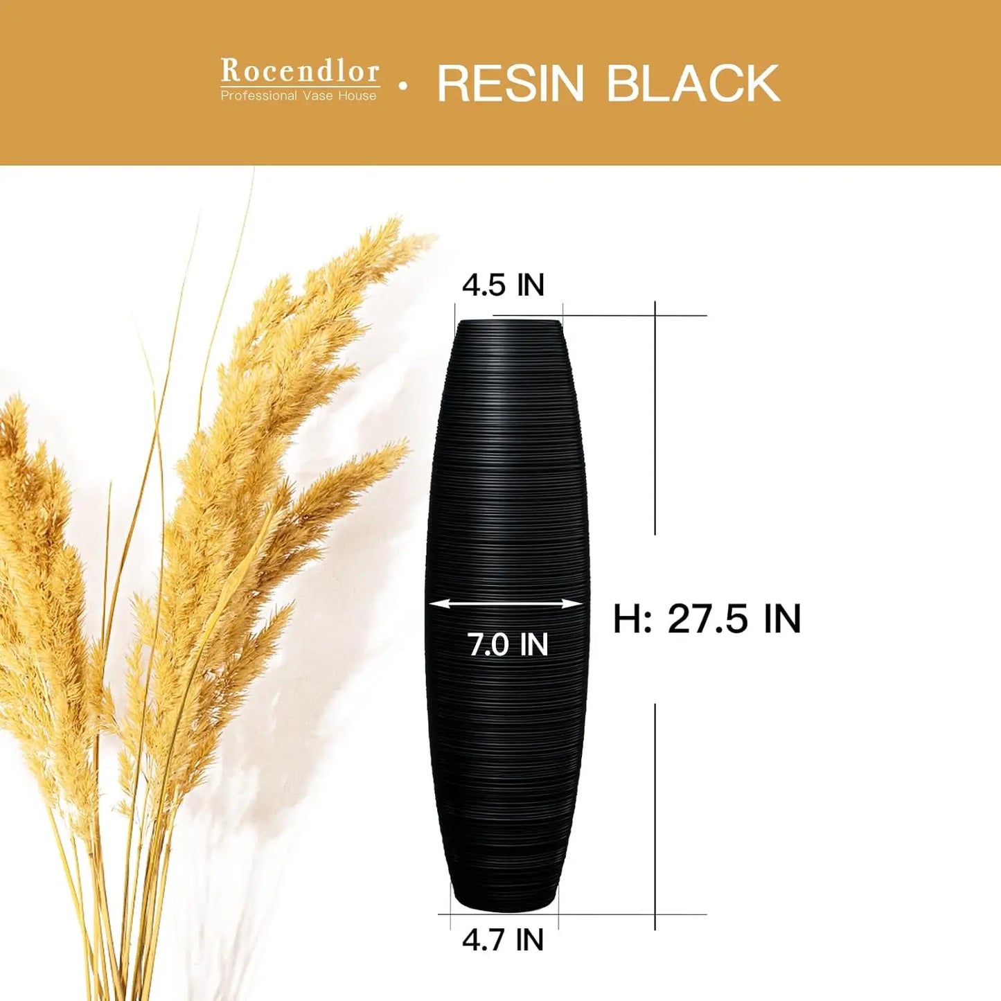 Tall Floor Vase 27.5 Inches, Sturdy Luxury Textured -Branches Dried Flowers