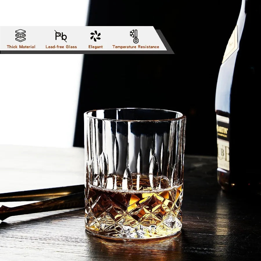 Whiskey Glasses Set of 4 Rock Glasses 11 oz Lead-Free Crystal