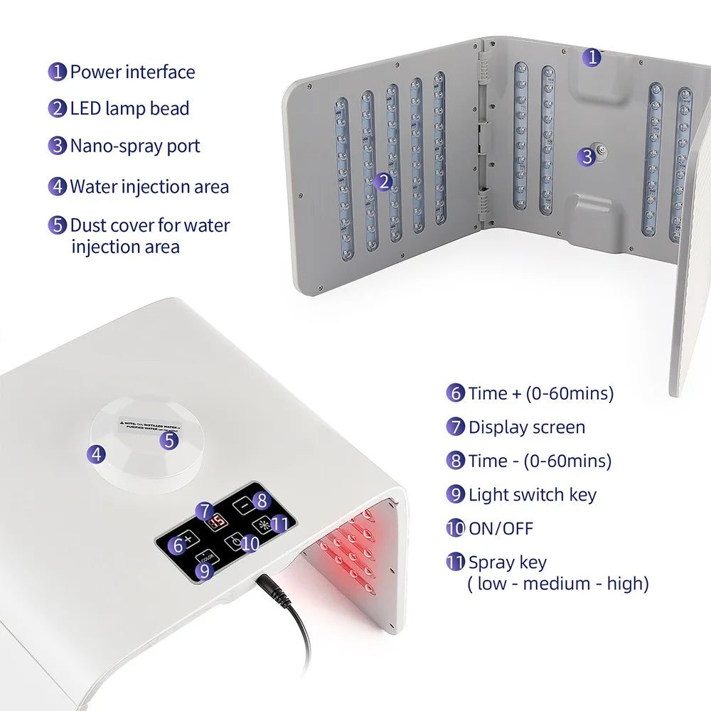 Foldable 7 Color LED Photon Facial Body Beauty Machine