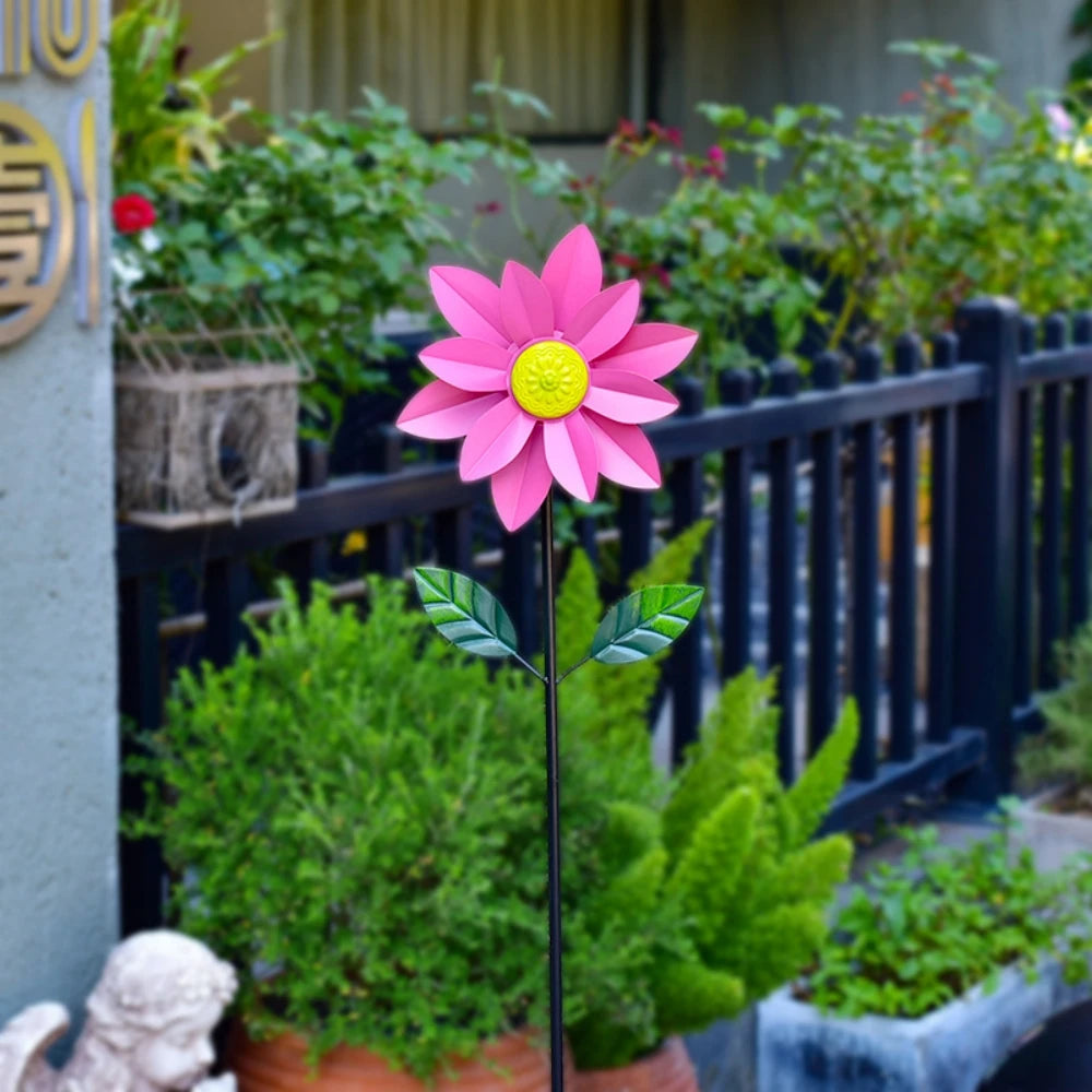 Outdoor Sunflower Wind Spinner Metal Windmill Wind Sculpture