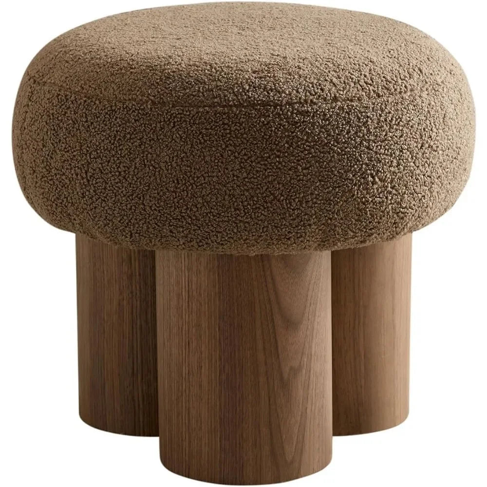 16.54" Mushroom Shape Small Footstool, Round Pouf