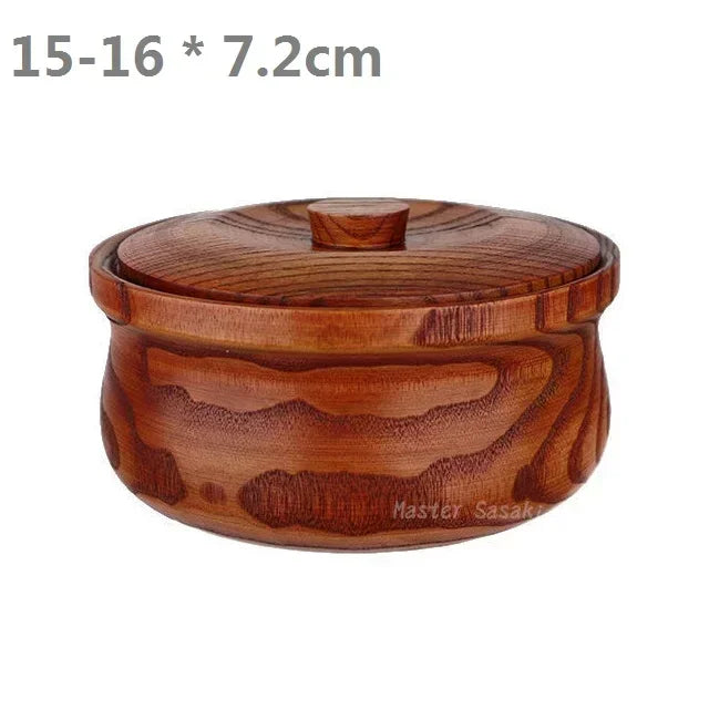 Solid wooden bowl with lid Durable