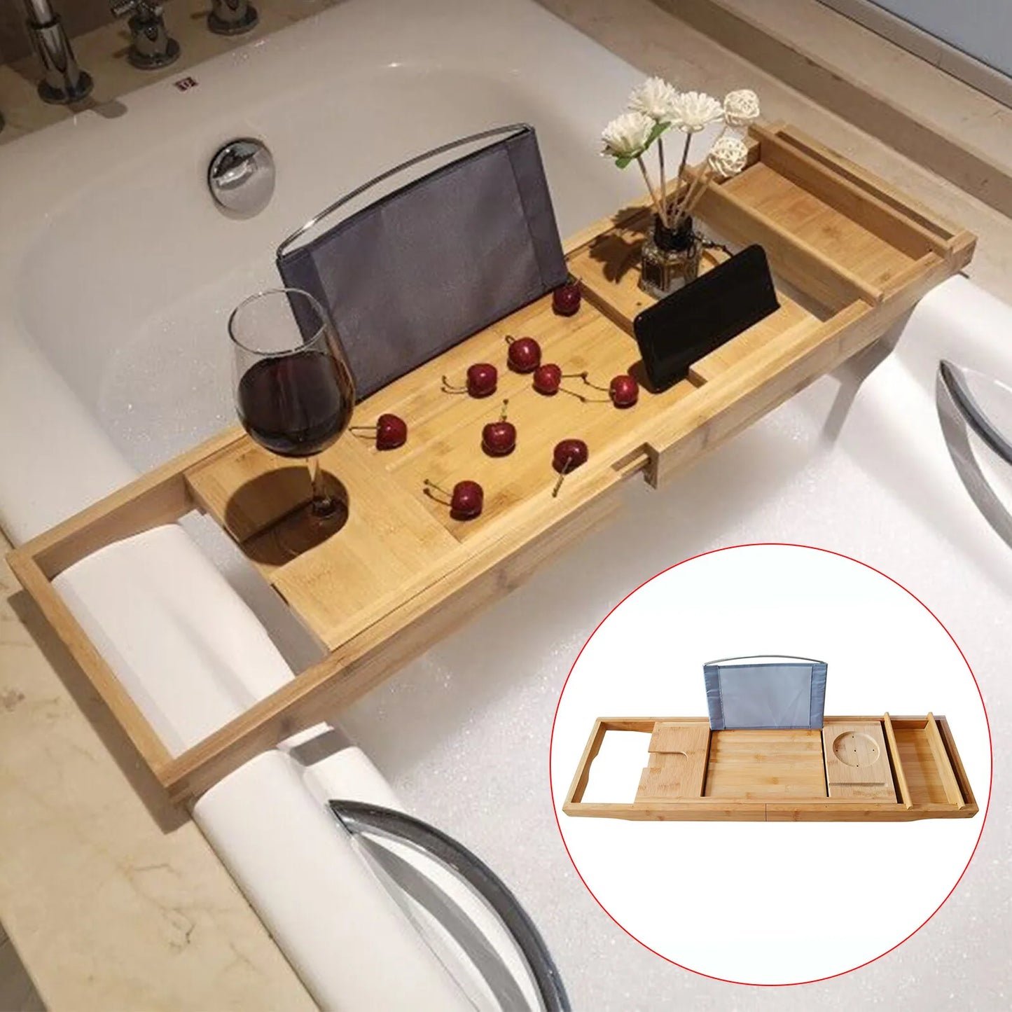 Bathtub Caddy Tray BambooTub Shelf