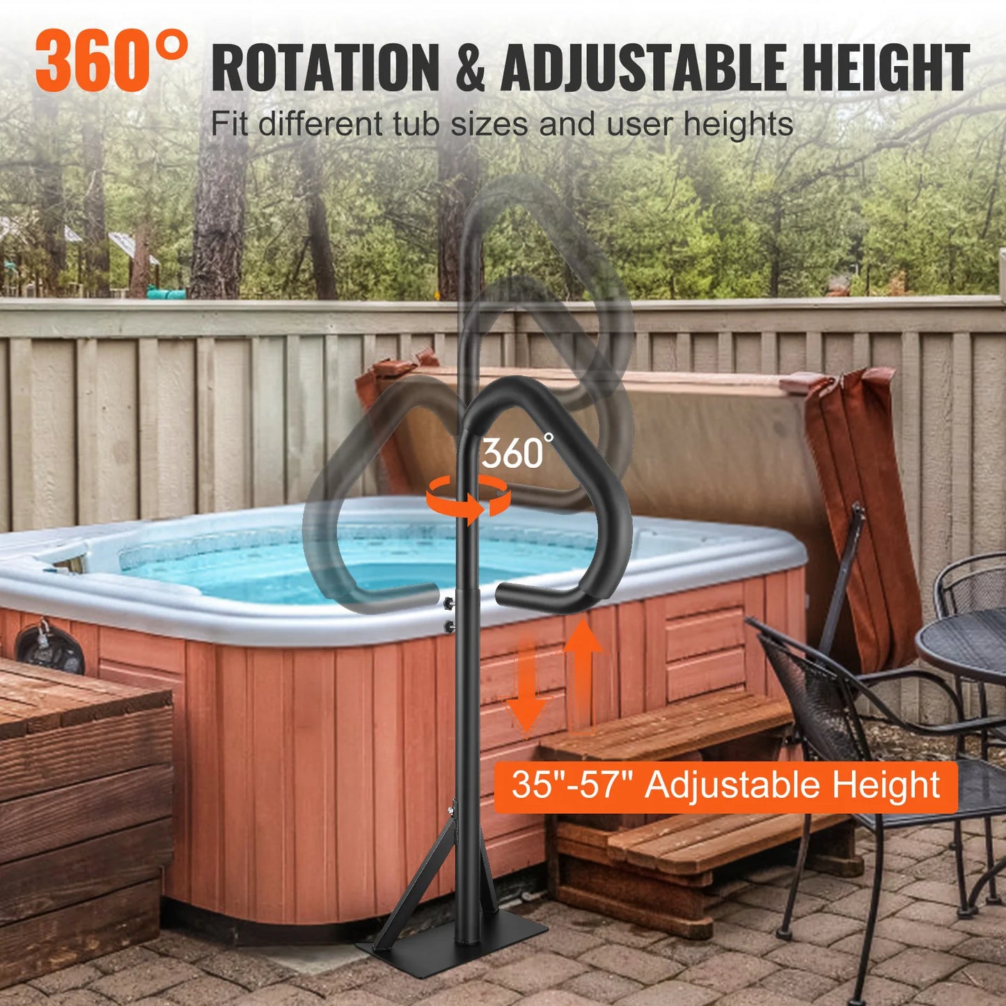 VEVOR 360 Rotatable Hot Tub Handrail Spa Side