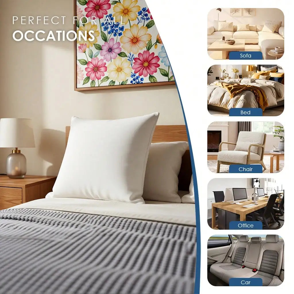 18-Inch 20-Inch 22-Inch Multi-Pack White Pillow Inserts, 2pcs 4pcs 100% Microfiber Filled