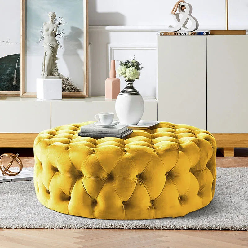 Velvet Round Ottoman Luxury Sofa Pouf