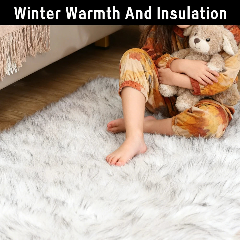Area Rugs 10x12 Fluffy Fuzzy Furry Rug Faux Sheepskin