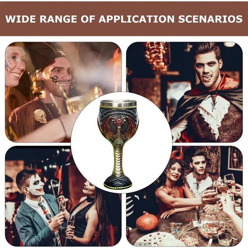 Creative 3D Dragon Beer Cup Resin Stainless Steel  Wine Goblet