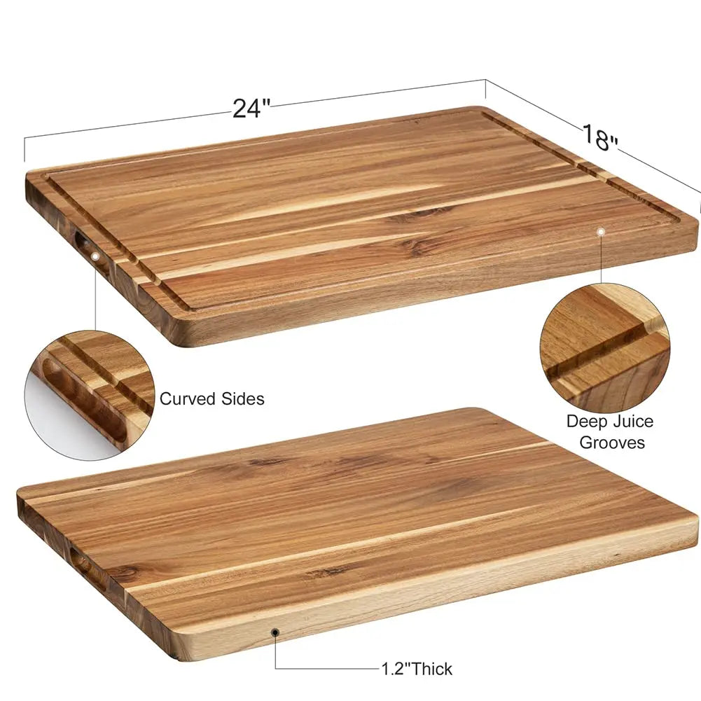 Acacia Wood Cutting Board 24x18 inch, Extra Large Charcuterie
