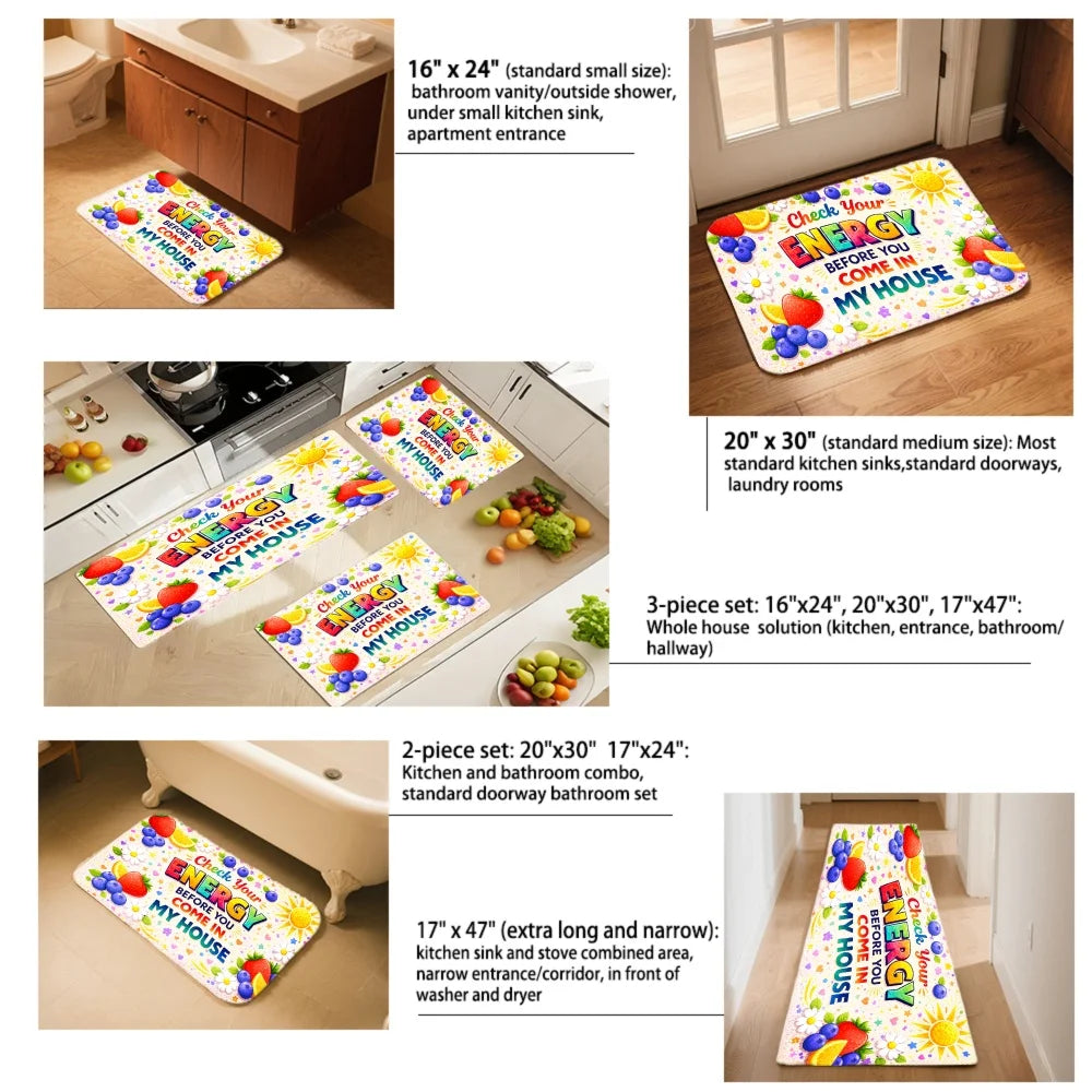 3PCS Mat Set, Front Door, Kitchen, Rug.