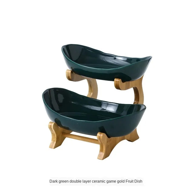 Stand Salad Bowl  Three-layer Plastic Fruit