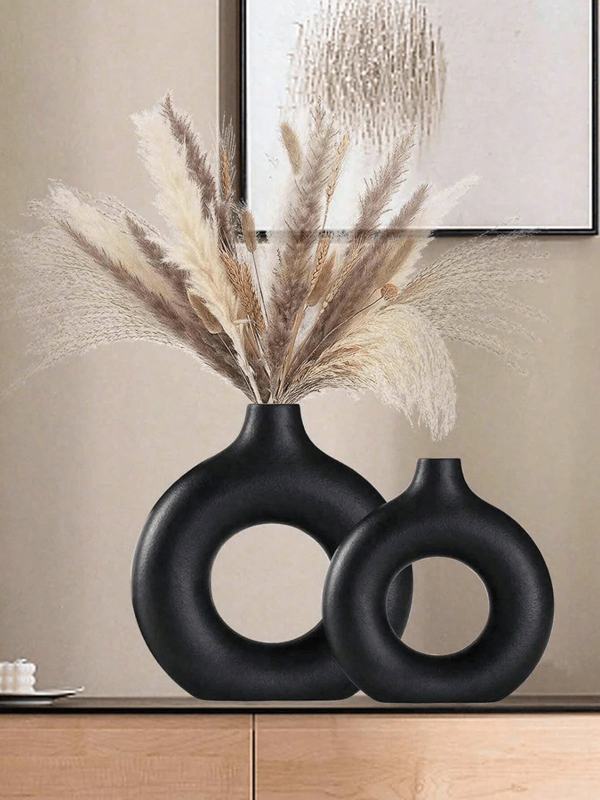 1pc Black Plastic Circular Flower Vase