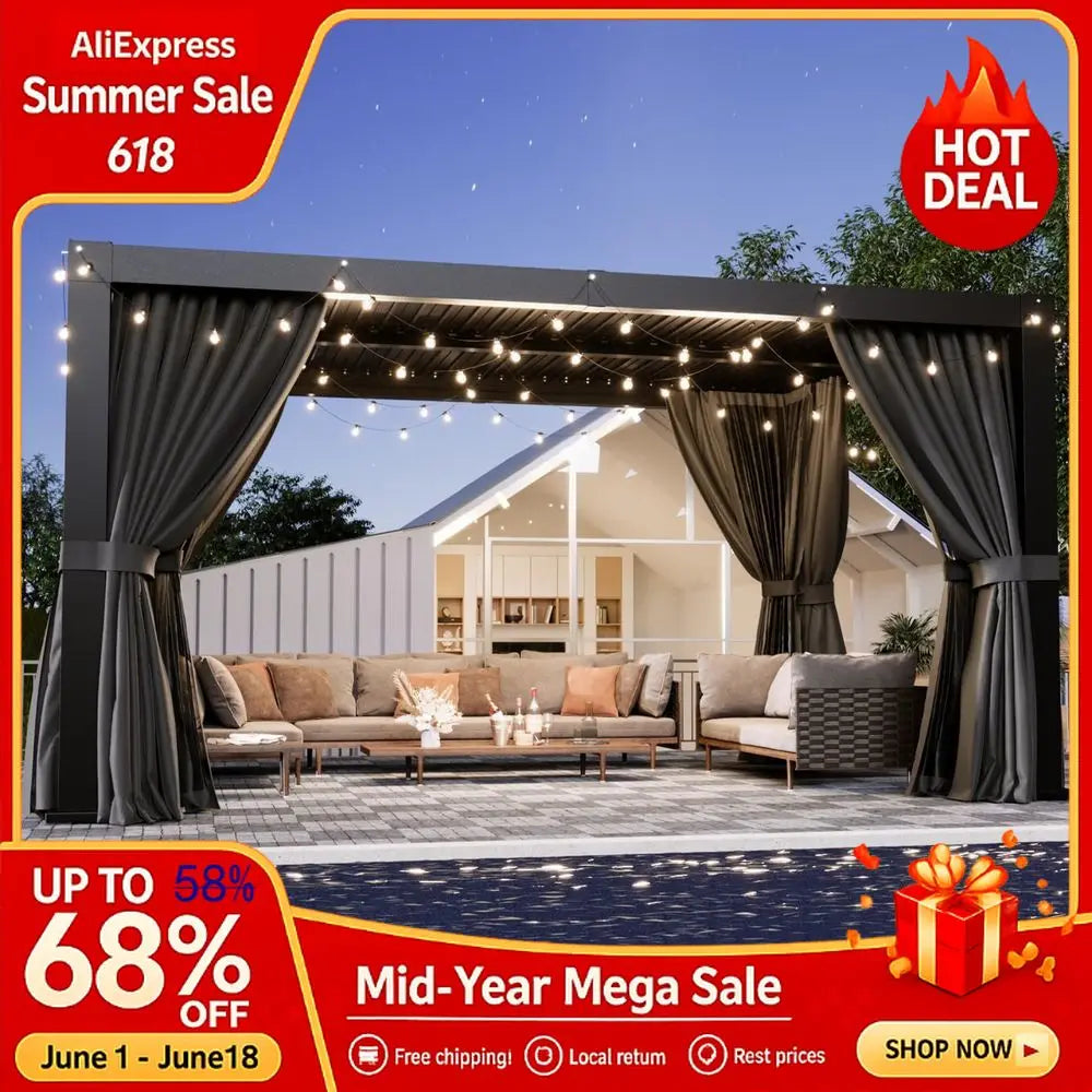 10x12 AllAluminum Outdoor Gazebo with Adjustable Roofs