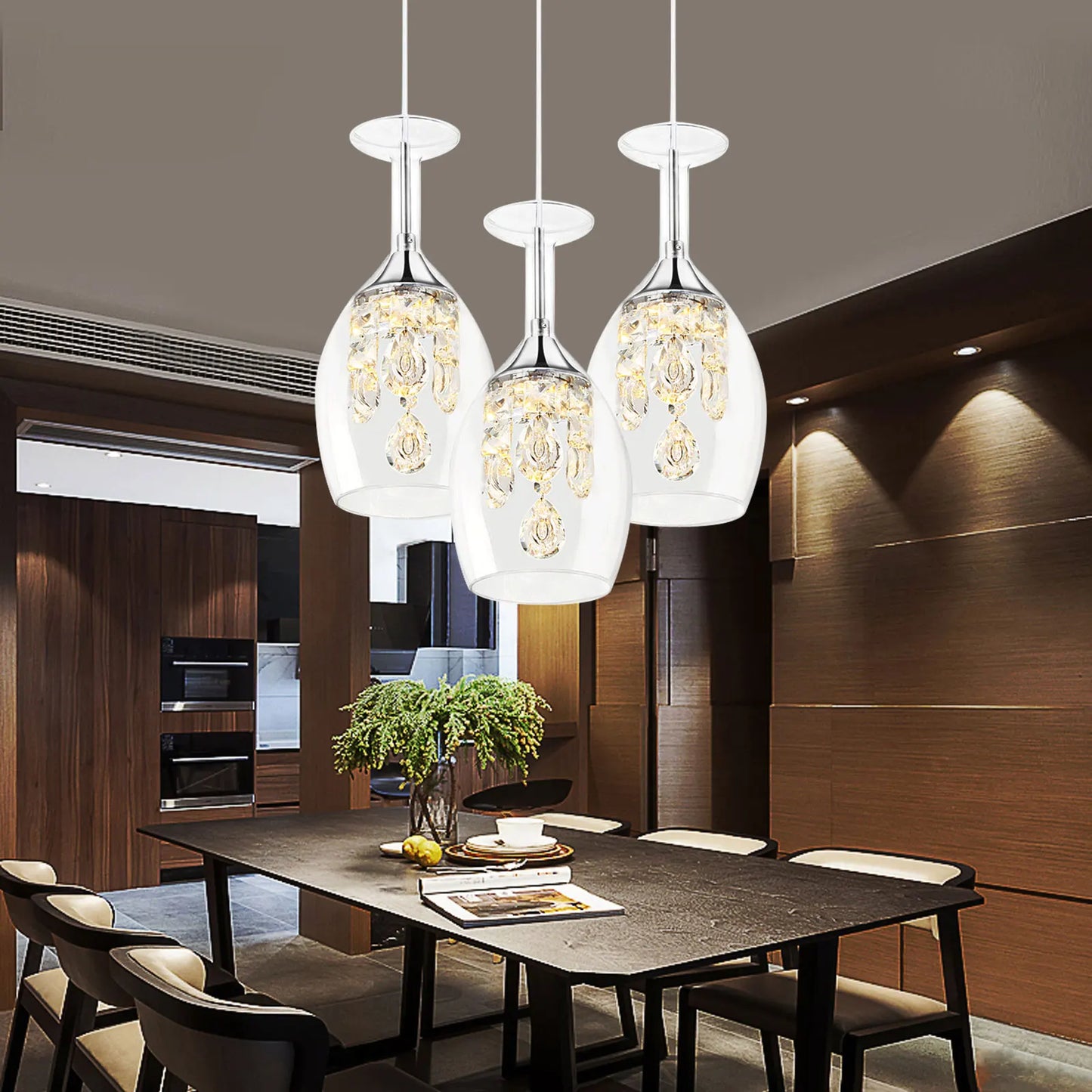 Modern Led Crystal Wine Glasses Chandelier