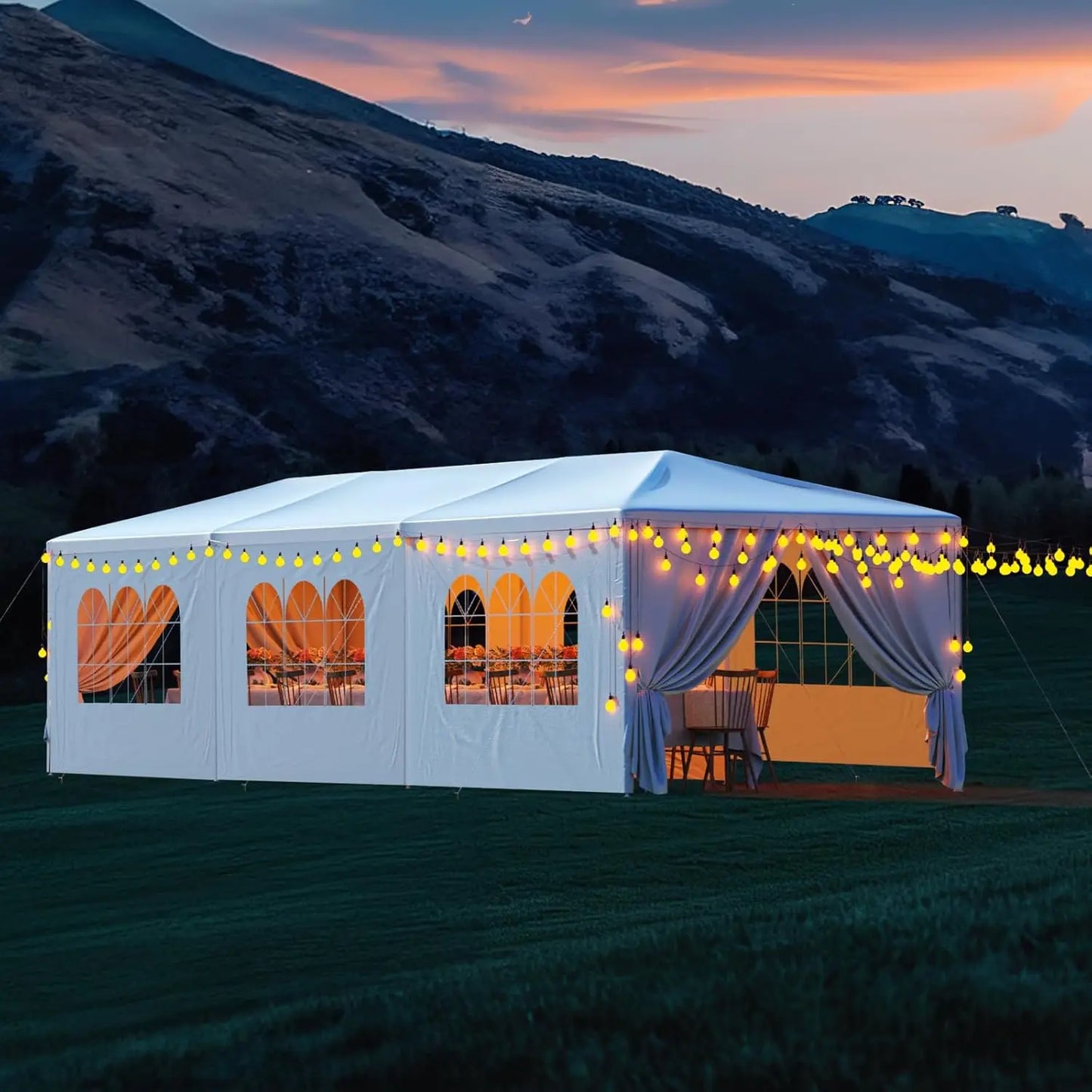 10x30FT White Party Tent Outdoor Canopy, Heavy Duty