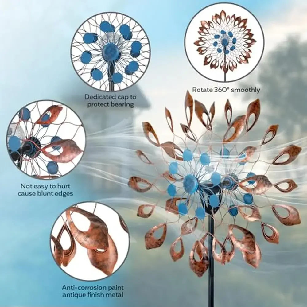 Solar Wind Spinners 73" LED Light Kinetic Sculpture Spinner