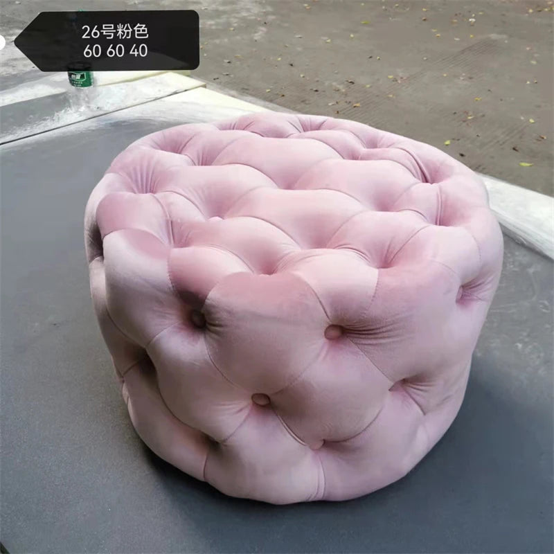 Velvet Round Ottoman Luxury Sofa Pouf