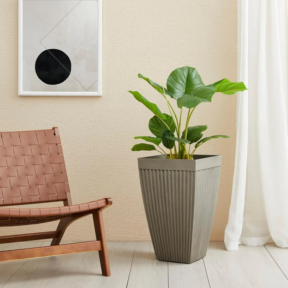 2 Garden Planter Pots 23" H Large, Drainage Hole