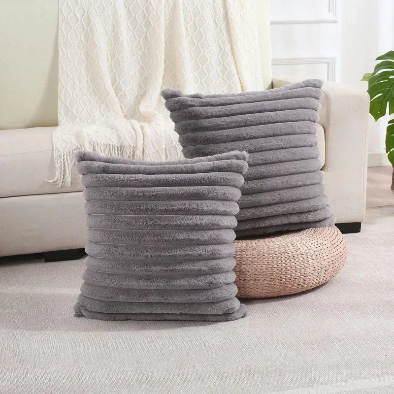 Thick Striped Soft Solid Color Pillow Cover 45x45cm