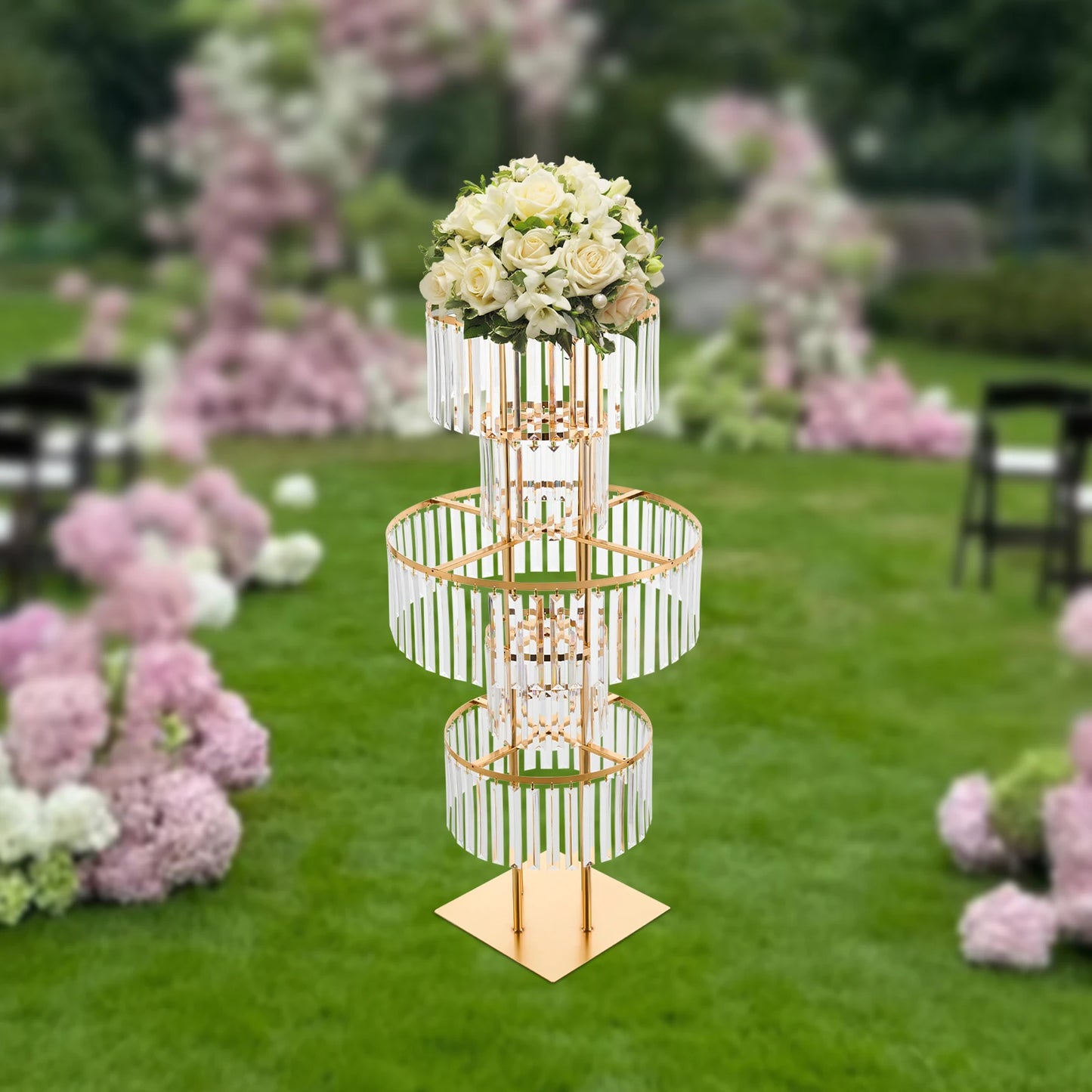 5 Tiers Gold/Silver Wedding Centerpieces Flower Stand Vase