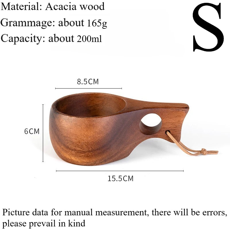 New200ml Outdoor Wood Cup Mug Coffee Milk Acacia-Wood