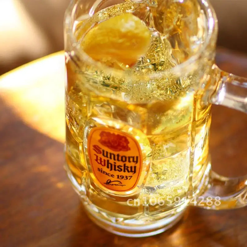 Glass Beer Mug with High-Footed Carved Flower Design 401-500ml