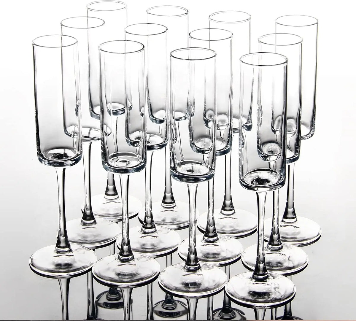 Crystal Champagne Flutes Set of 12 - 185ml/6.5oz Hand Blown